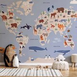  Foto tapeta - World Map With Animal Illustrations 250x175 Premium | shoptok.hr
