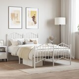 vidaXL Kovinski posteljni okvir z vzglavjem in vznožjem bel 120x190 cm | Shoptok.si