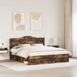  Krevetna konstrukcija s uzglavljem Dimljeni hrast 200 x 200 cm | shoptok.hr