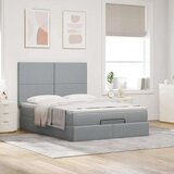 vidaXL Otomanski posteljni okvir z vzmetnico siv 140x200 cm blago | Shoptok.si