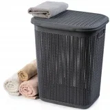 koš za perilo 50L velika plastična posoda s pokrovom temno siva, (5000351759)