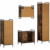  Set ormarića za kupaonicu 4 kom. Dimljeni hrast - Dimljeni hrast Kupaonski ormarić (1 vrata i 1 polica) + viseći ormarić + kupao | shoptok.hr