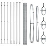 vidaXL heksagonalna ograja 1.5x10 m pocinkano jeklo, ograjni stebri s podnožjem 7 kos Ø32mm 83.5cm pocinkano jeklo Cene