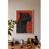 Wallxpert uramljena slika 115274, crni leopard na crvenoj pozadini, 30 x 40 cm, beli ram | Eponuda.com