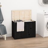 Kutija za rublje crna 88,5x44x66 cm od masivne borovine | shoptok.hr