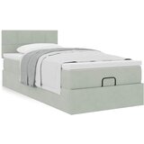 vidaXL Otomanski posteljni okvir z vzmetnico siv 90x200 cm žamet | Shoptok.si