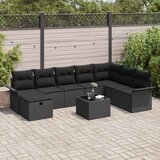  Sjedeća garnitura za vrt 9 kom. Crna poliratan 297.5 x 187.5 x 85 cm | shoptok.hr