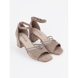GOODIN Beige suede heeled sandals | Shoptok.si