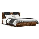  Okvir kreveta s uzglavljem LED boja dimljenog hrasta 150x200 cm | shoptok.hr