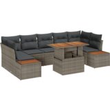 vidaXL 8-delni vrtni sofaset s blazinami v sivi poli ratan | Shoptok.si