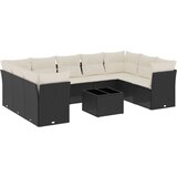  10-dijelni set vrtnih sofa s jastucima crni od poliratana | shoptok.hr