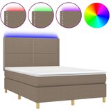 Box spring s madracem LED smeđesivi 140x200 cm tkanina | shoptok.hr