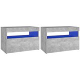 The Living Store Nočna omarica z LED lučkami 2 kosa betonsko siva 60x35x40 cm - Nočna Omarica, (21420920) | Shoptok.si