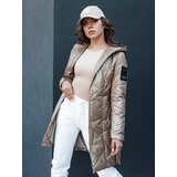 DStreet Płaszcz damski pikowany z kapturem PAUL kamelowy | Shoptok.si