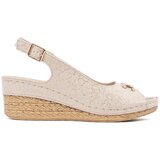 GOODIN Beige wedge sandals with buckle Cene