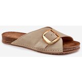 Maciejka Leather Slippers With Gold Buckle | Shoptok.si