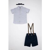 Defacto Baby Boy Striped Shirt Shorts Bow Tie 2 Piece Set Cene