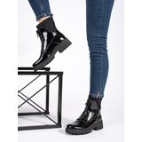 GOODIN Lacquered black women's ankle boots with a zipper | shoptok.hr