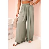 Kesi Włoski Women's wide trousers with elastic waistband khaki | shoptok.hr