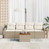 vidaXL 5-dijelni set vrtnih sofa s jastučićima bež poli ratan akacija | shoptok.hr