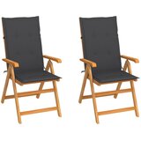 Maison Chic Vrtni stoli - Stol za vrt 2 kosa z antracitnimi blazinami trdna tikovina JS1371, (21878930) | Shoptok.si