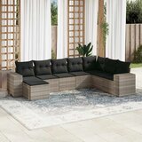 Maison Chic Seti vrtnega pohištva - Vrtna garnitura - Vrtni pohištvo set 8-delna z blazinami sv. siv poli ratan, (21807799) | Shoptok.si
