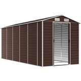  Vrtna kućica smeđa 191x470x198 cm pocinčani čelik | shoptok.hr