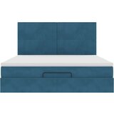 vidaXL Otomanski posteljni okvir z vzmetnicami moder 180x200cm žamet | Shoptok.si