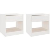 Furnova Nočna omarica 2 kosa bela 40x31x40 cm trdna borovina, (21926450) | Shoptok.si