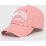 Tommy Jeans Bombažna bejzbolska kapa roza barva, AW0AW15959