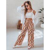 DStreet Spodnie damskie wide leg w paski ZEBRAVIBE beżowo-kamelowe | Shoptok.si