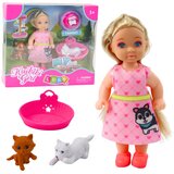Mini lutka za igru sa psom i mačkicom, te dodacima - 12 cm - roza Slike