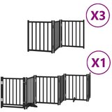 vidaXL Ograda za pse z vrati zložljiva 15 panelov črna 750 cm les | Shoptok.si