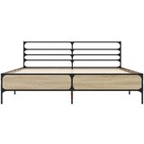  Posteljni okvir sonoma hrast 160x200 cm inž. les in kovina, (21165967) | Shoptok.si