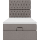 vidaXL Otomanski posteljni okvir z vzmetnico taupe 90x190 cm blago, (21611748) | Shoptok.si