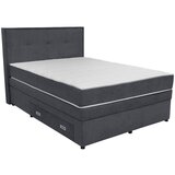 Hom`in POSTELJA BOXSPRING 140 cm x 200 cm , les, tekstil, leseni material temno siva Cene