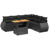 Maison Chic Seti vrtnega pohištva - Vrtna garnitura - Vrtni pohištvo set 7-delna z blazinami črn poli ratan, (21801500) | Shoptok.si