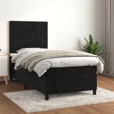 vidaXL Box spring postelja z vzmetnico črna 90x200 cm žamet Cene