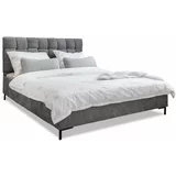 Miuform Sivi tapecirani bračni krevet s podnicom 140x200 cm Eve –