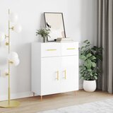 vidaXL Komoda visok sijaj bela 69,5x34x90 cm inženirski les | Shoptok.si