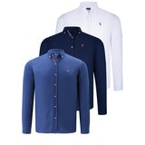 Dewberry TRIPLE SET G674 MENS SHIRT-NAVY BLUE-WHITE-INDIGO Cijene