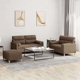  3-dijelni set sofa s jastucima smeđi od tkanine Cijene
