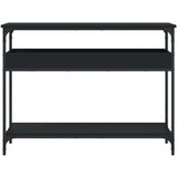 vidaXL Konzolni stol s policama crni 100x29x75 cm konstruirano drvo | shoptok.hr