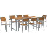 vidaXL set za obedovanje u vrtu 9 dijelova siva, ton drva metal | shoptok.hr