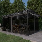  Sjenica s mrežom i LED svjetlosnim trakama 4x3x2,73 m antracit | shoptok.hr