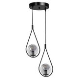 Opviq Damla 2 Li Tepsili Füme Camlı Siyah Sarkıt Black Chandelier | Eponuda.com
