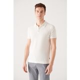 Avva Men's White Cotton Polo Collar Standard Fit Regular Cut Thin Knitwear T-shirt Cene
