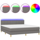  Box spring postelja z vzmetnico LED temno siva 160x200 cm blago, (20789219) | Shoptok.si