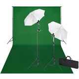 vidaXL studijski komplet z zelenim ozadjem 600x300 cm in luči | Shoptok.si