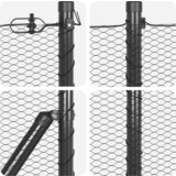 vidaXL Šesterokotna Ograja Siva 0,8x25 m Jeklo, Ograjni Stolpi s Špico 13 kos Ø32 mm 100 cm Pocinkano Jeklo | Shoptok.si